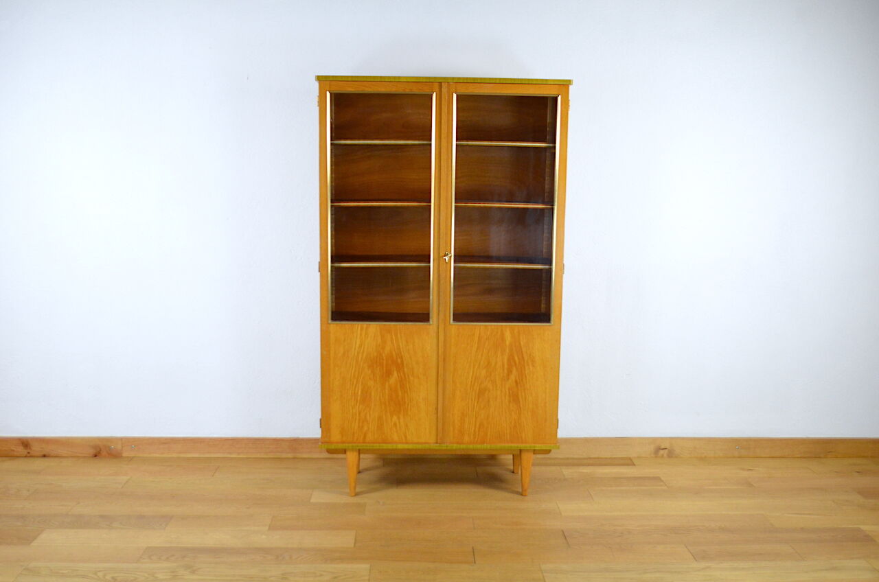 Vintage blond oak glazed library 1950