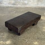 Small stool, black solid teak accent stool wabi-sabi L30 W8.5 H6.