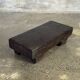 Small stool, black solid teak accent stool wabi-sabi L30 W8.5 H6.
