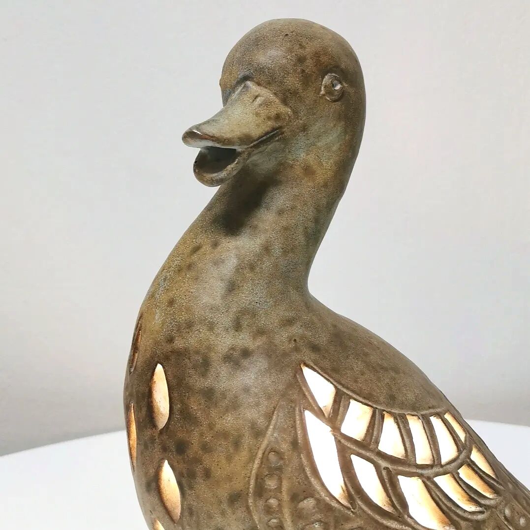 Ceramic duck lamp, Agnès Escala, 1960