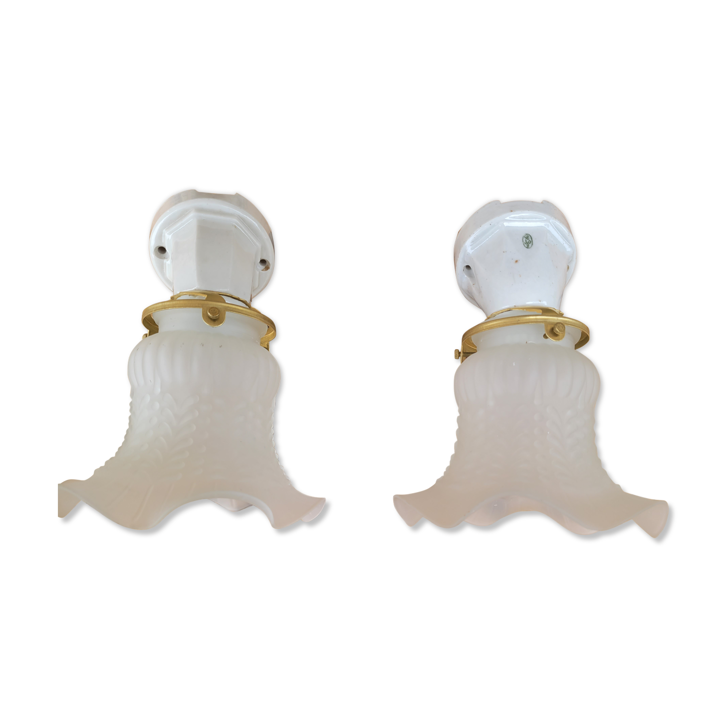 Pair of tulip and porcelain sconces