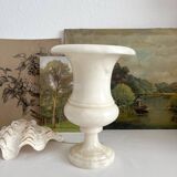 Lampe à poser vase Médicis en résine façon albatre vintage