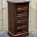 Nightstand in walnut and marble top, late 19th century
