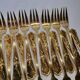Gold metal fish cutlery, knives and forks 24 pieces