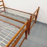 Pair of vintage stackable daybeds in oak wood and metal from the 60s