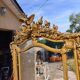 Large closed mirror, 19th century, wood and gilded stucco.