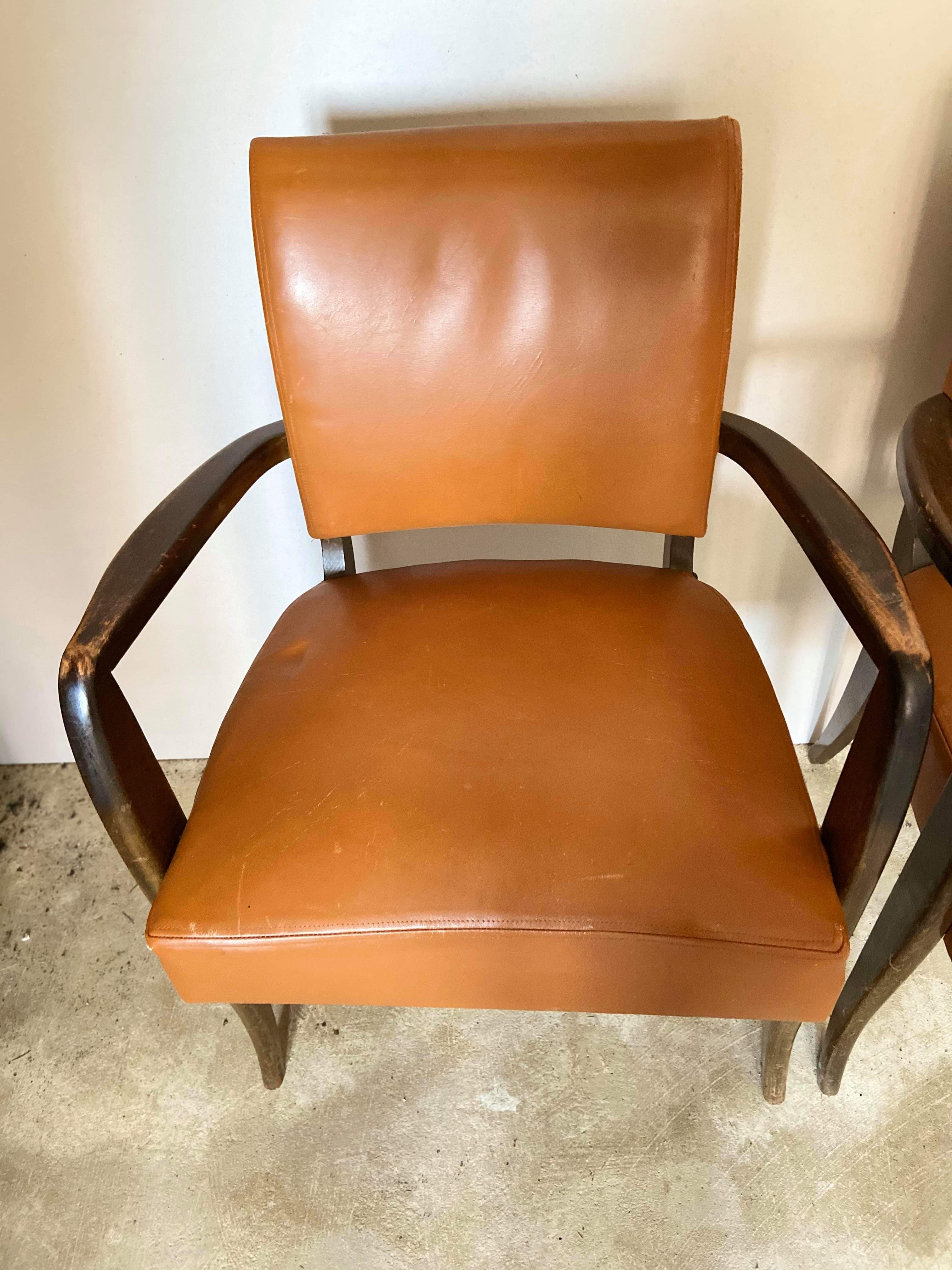 Pair of club bridge armchairs