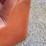 Pair of armchairs and De Sede sofa in cognac leather from the 70s/80s