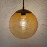 Bubbled amber glass chandelier from the 70s