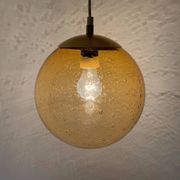 Lustre verre ambré bullé années 70