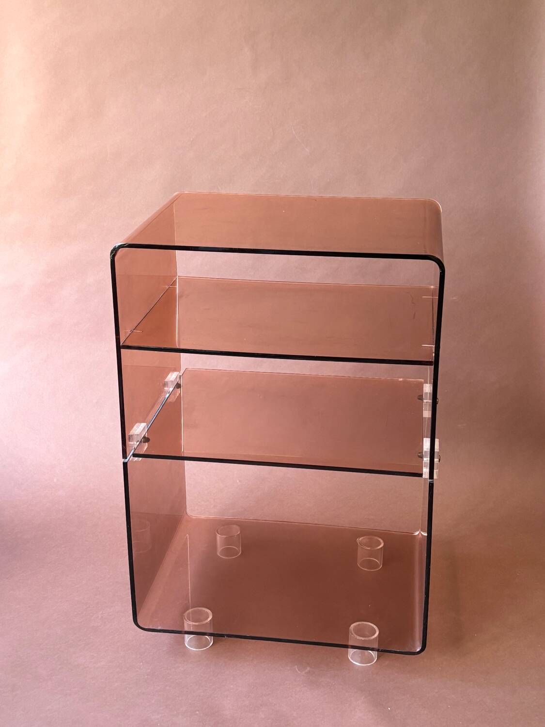 Occasional furniture in smoked Plexiglas from the 70s