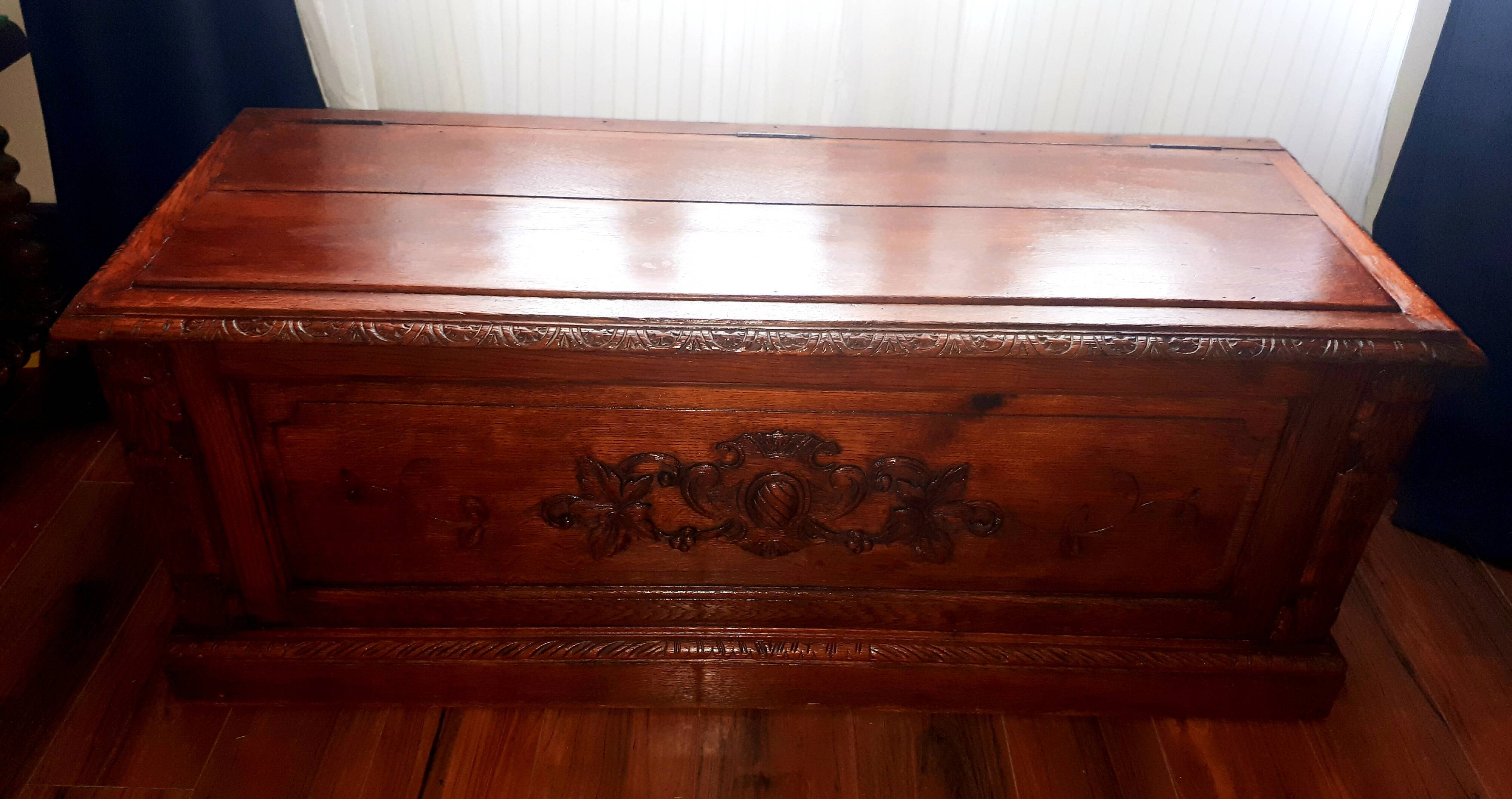 Large oak bench chest