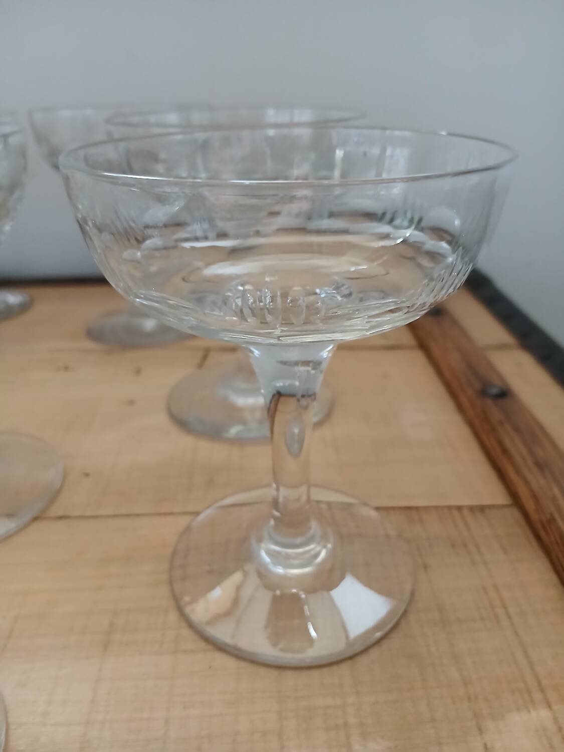 11 antique champagne glasses