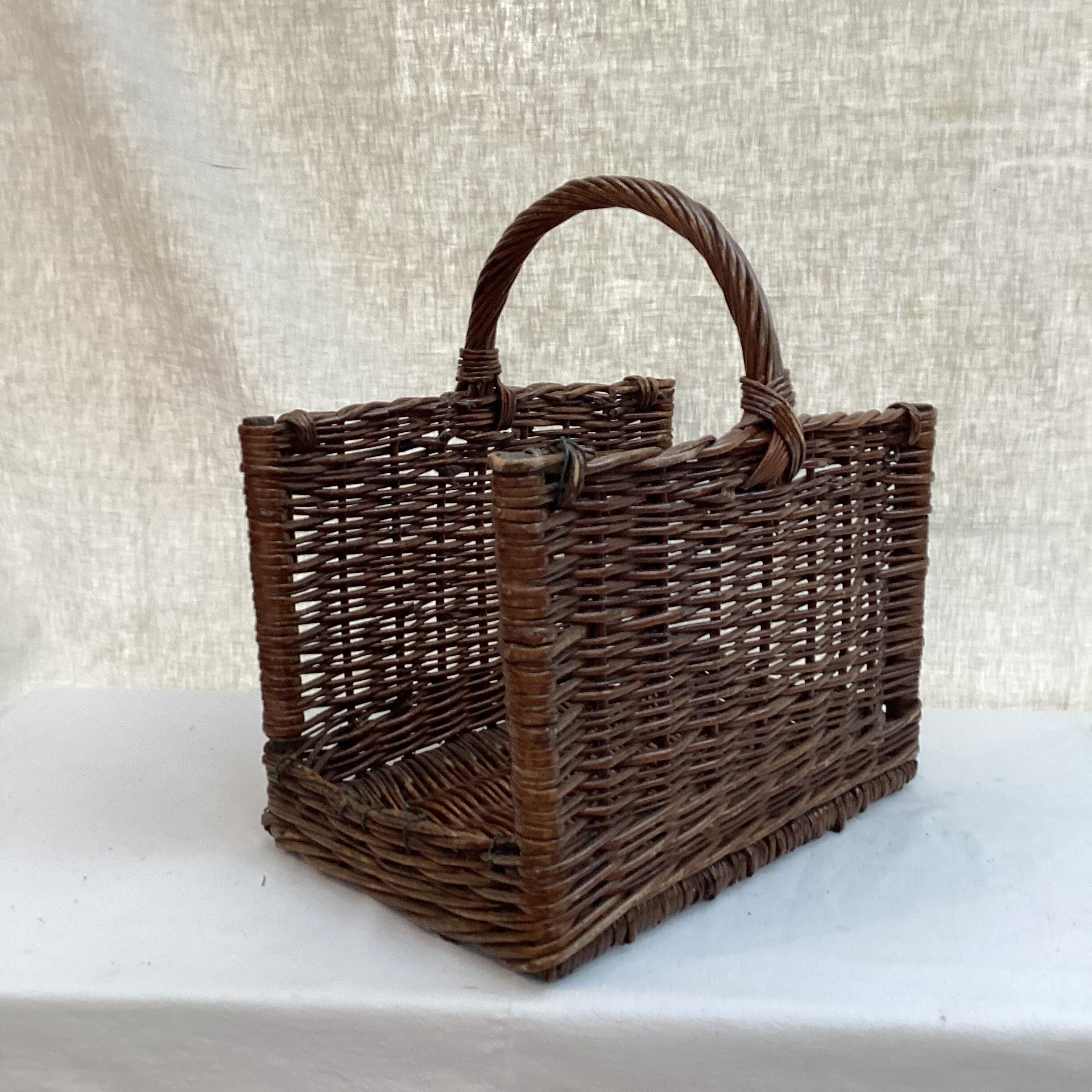 Wicker, vintage rattan pyre basket