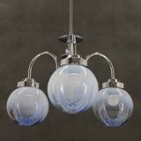 1960s Chrome Plated Chandelier with Murano Glass, Italy