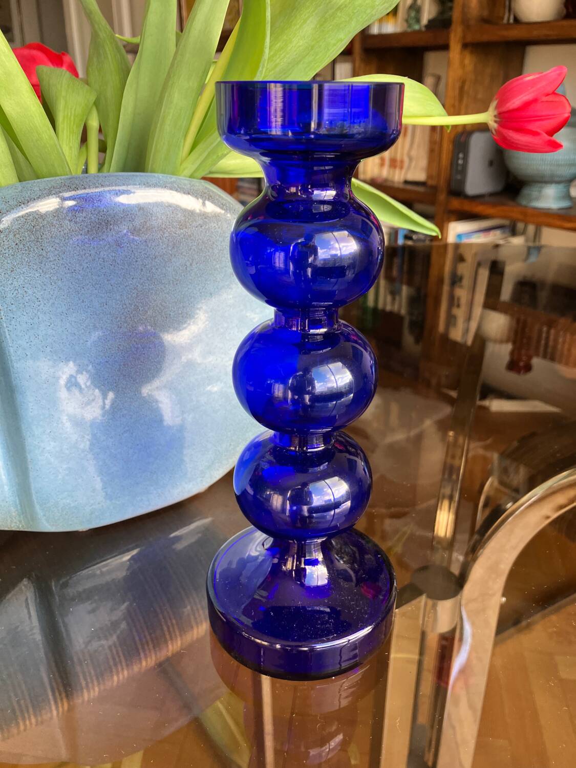 Vintage cobalt blue glass vase