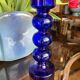 Vase vintage en verre bleu cobalt