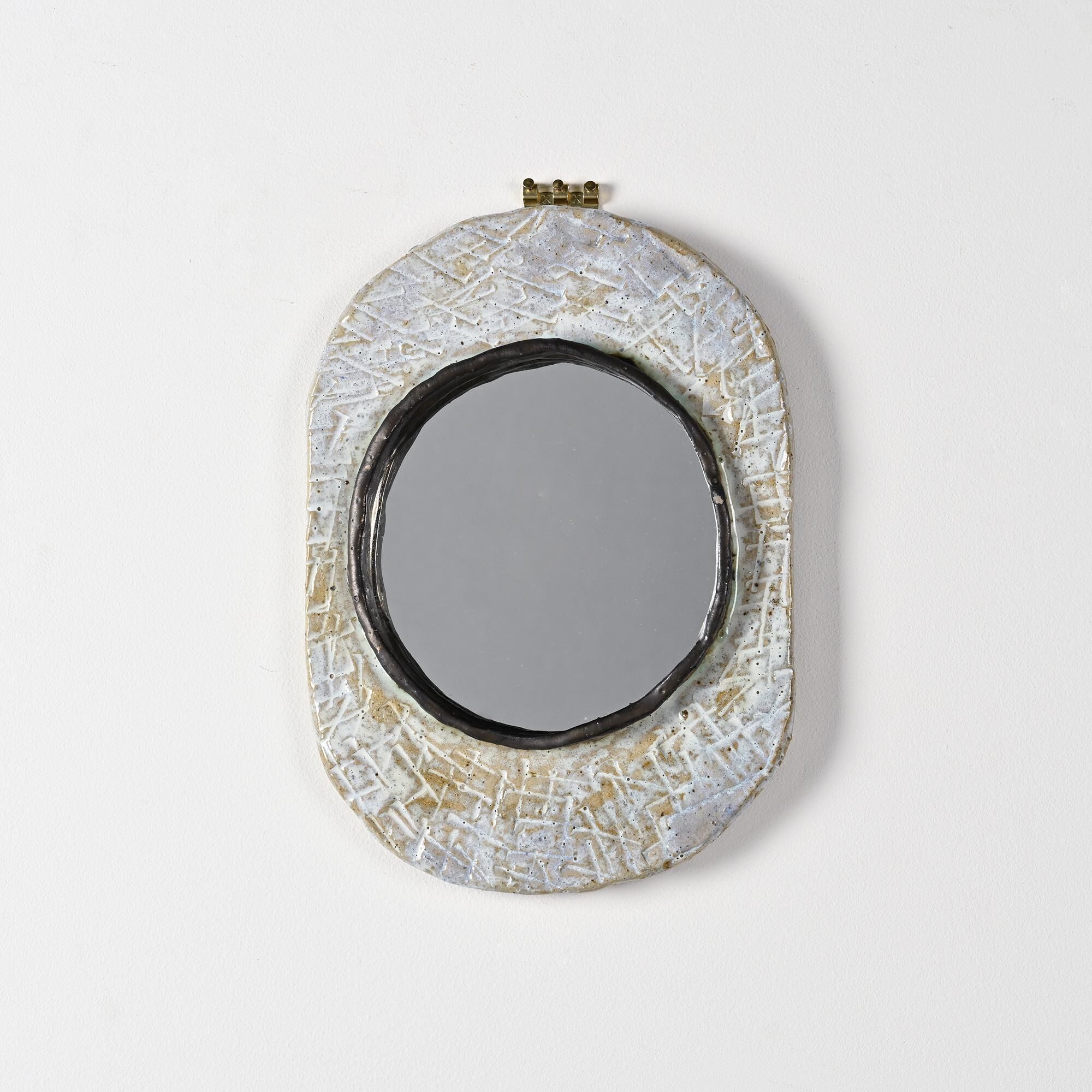 Ceramic mirror by Jean-Pierre Viot, France, circa 1970