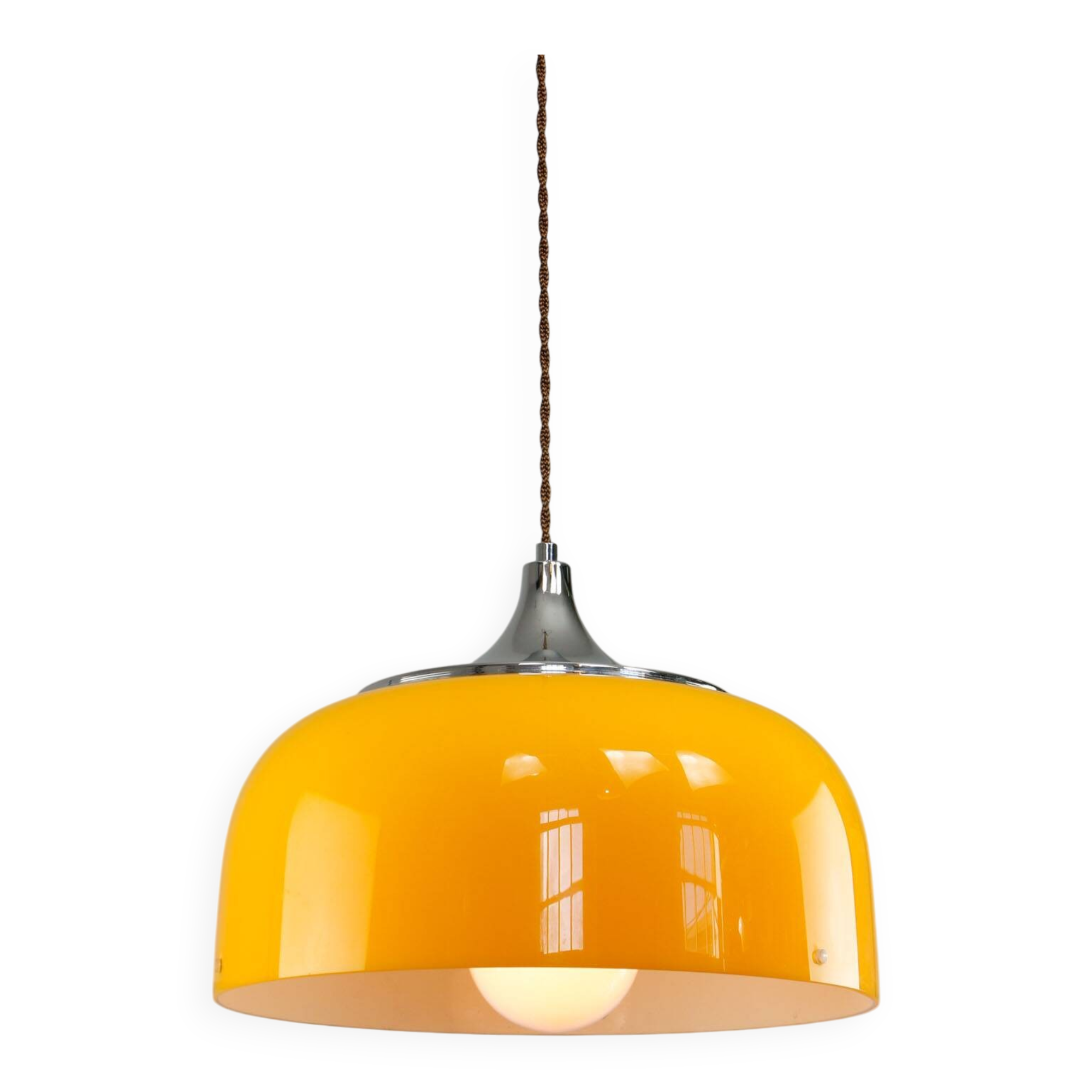 Space Age Yellow Pendant from Guzzini, 1970s