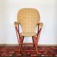 Vintage chestnut armchair and burlap