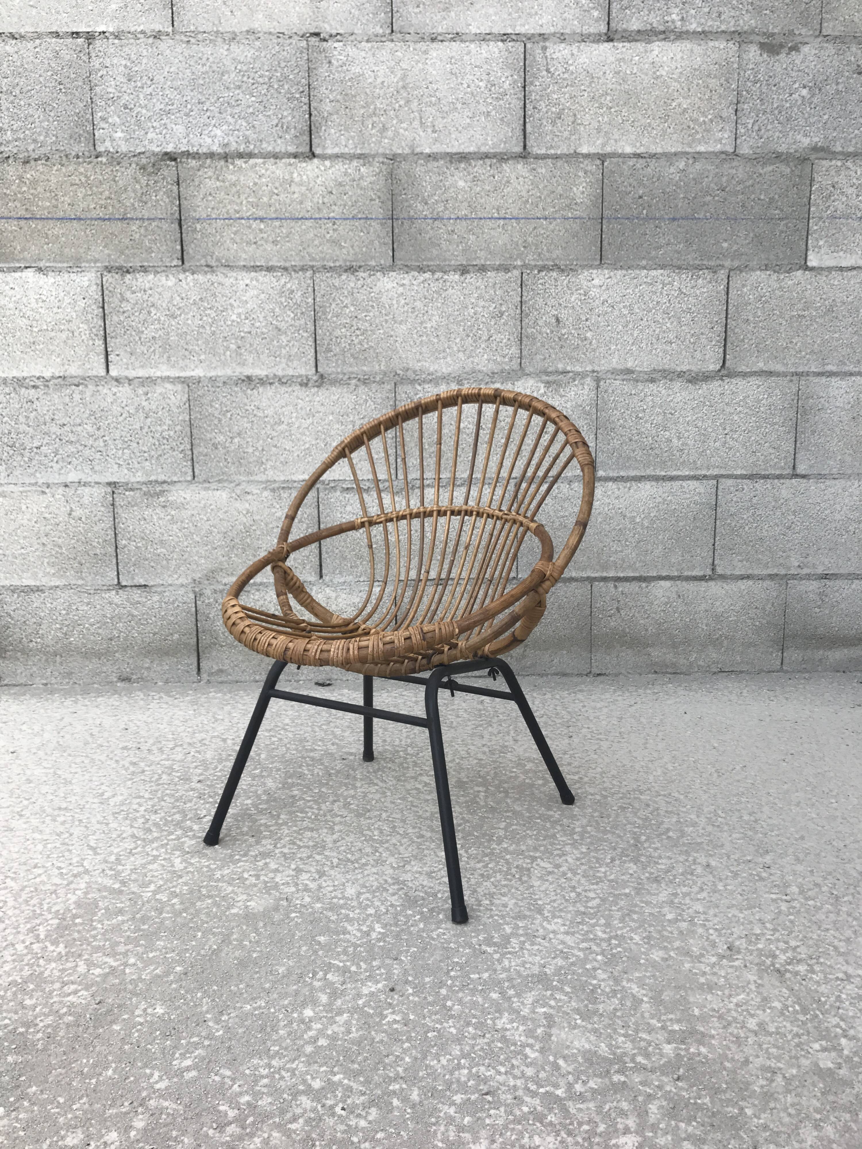 Pair of vintage rattan armchair