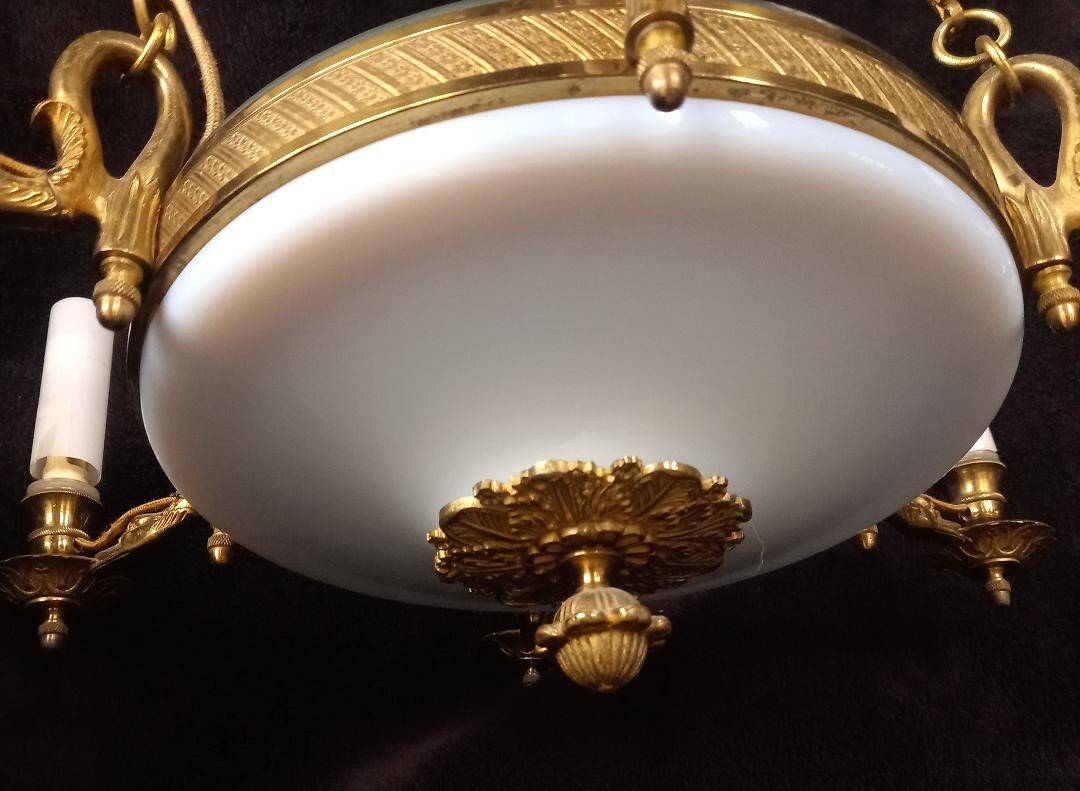 Empire/Napoleon 1st style chandelier, real opaline bronze Lucien Gau Paris 60'