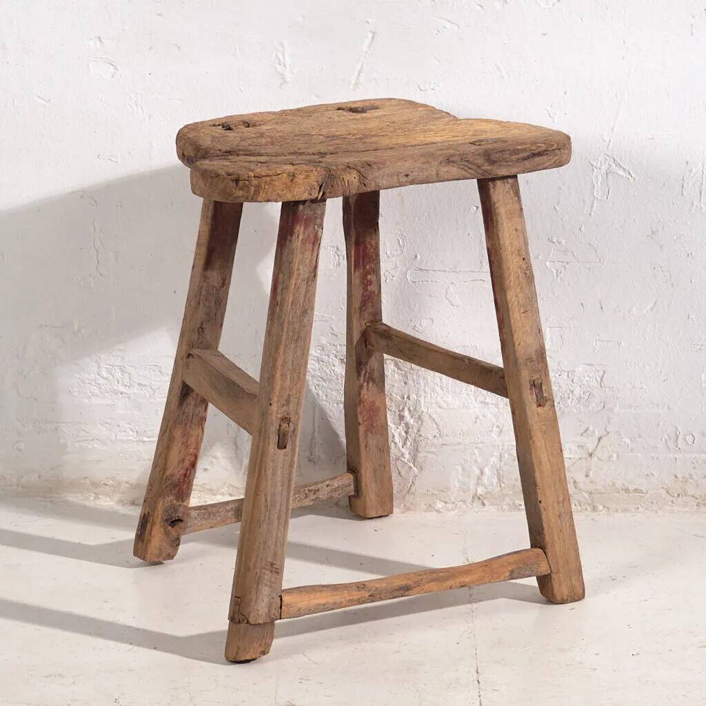 Antique stool in wabi-sabi style (c.1900) #9