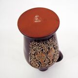 Ceramic pitcher vase - bird and flower decor - vintage 70s