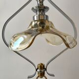 Petal hanging lamp in glass, brass and chrome metal 50