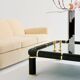 Olive green ceramic and brass coffee table by Tommaso Barbi 1970