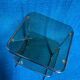 Vintage 1970s coffee table square chrome base u-shaped oval profile