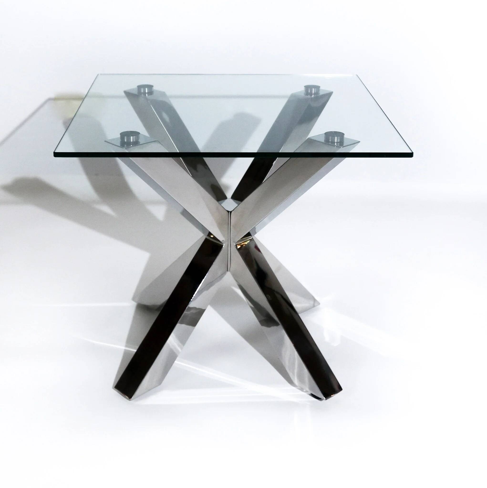Table basse italienne vintage « Starlight » avec plateau en verre et pieds en métal