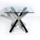 Table basse italienne vintage « Starlight » avec plateau en verre et pieds en métal