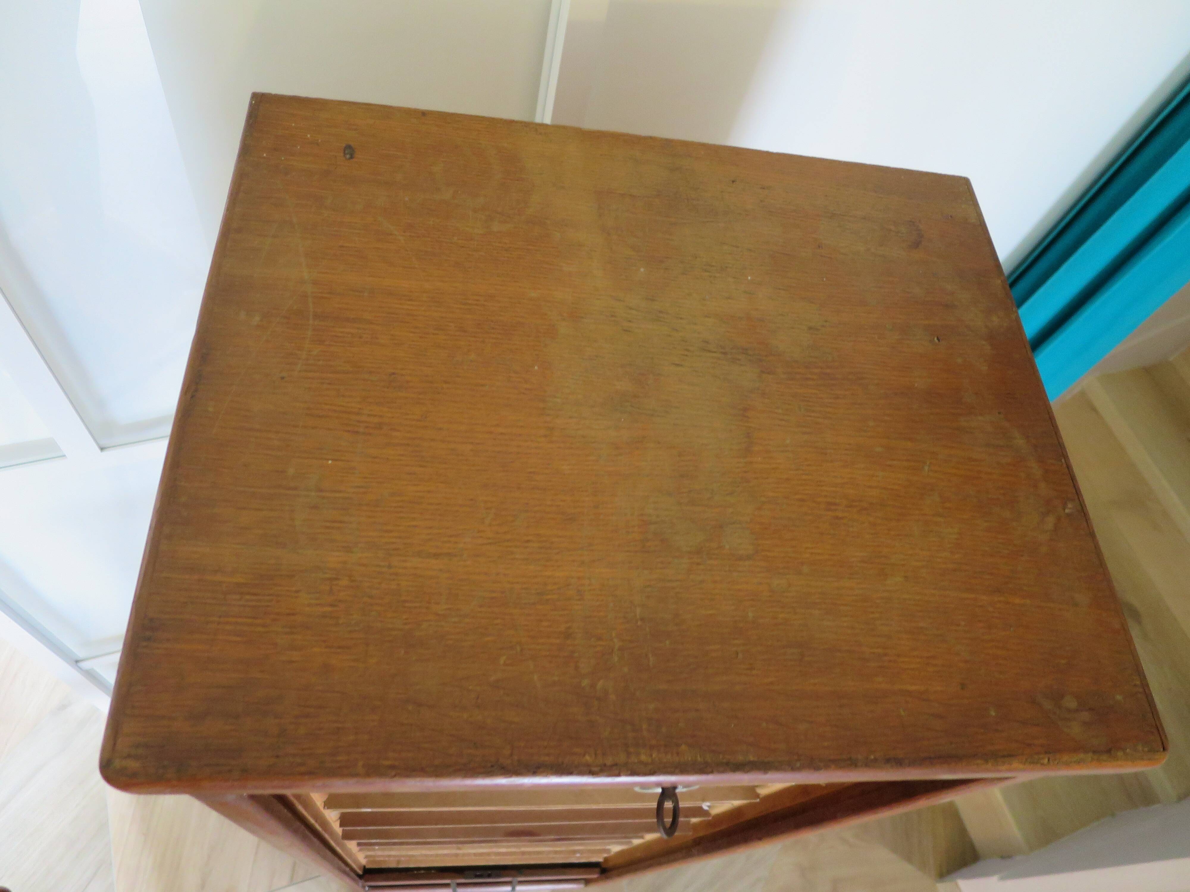 Burwood oak curtain file cabinet, 1960s