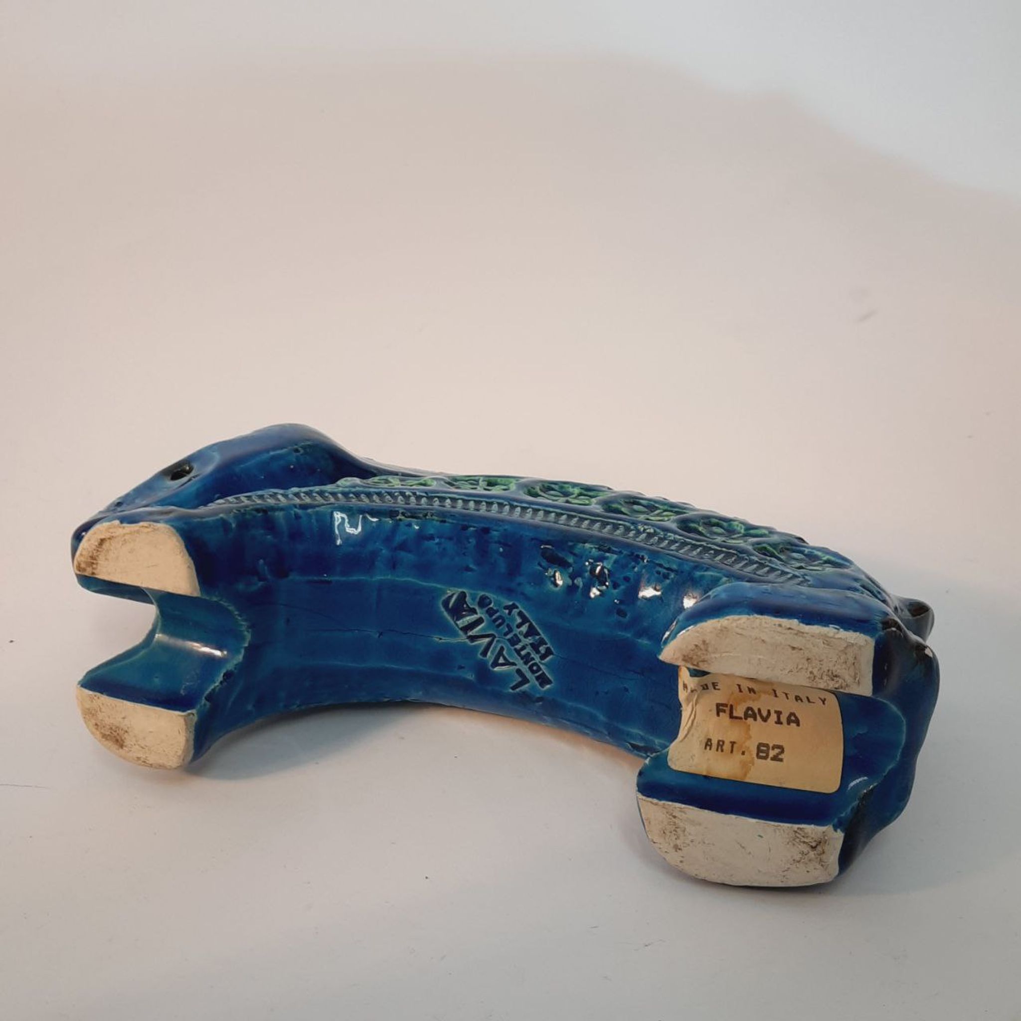 Rabbit statue, vintage, Aldo Londi for Bitossi, Rimini blue series