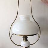 Lustre Napoléon III en opaline et laiton doré
