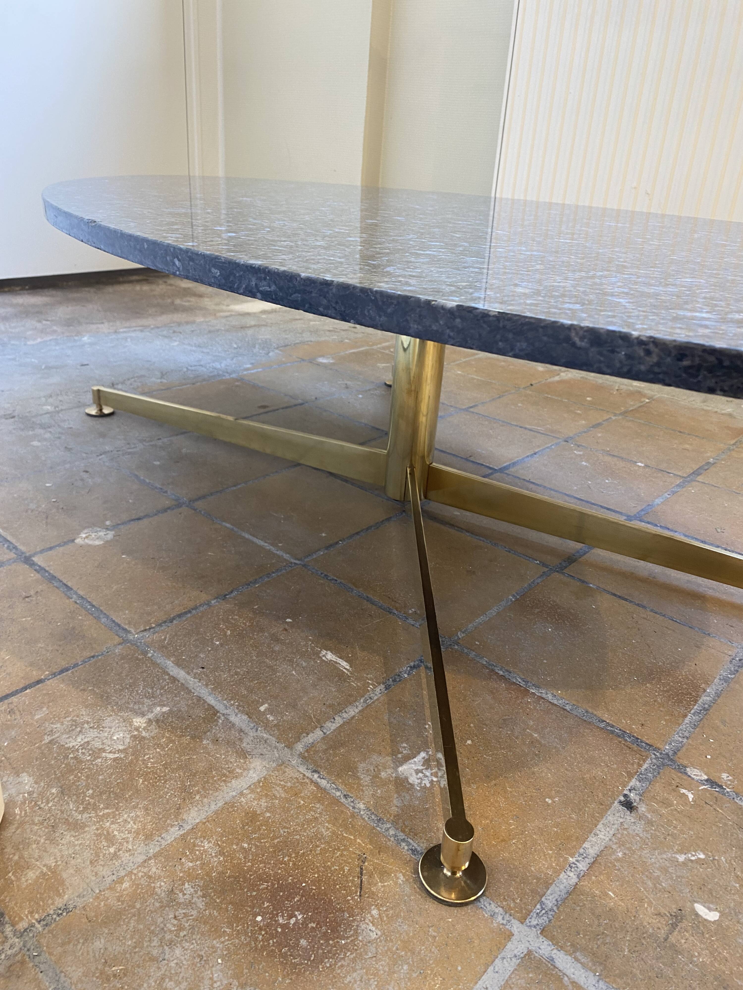 Michel Kin coffee table in blue and black granite, Arflex editions, 1960