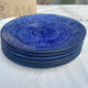 Set of 6 flat blue plates in Indian ceramic