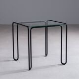 Minimalistic wireframe sidetable with glass top