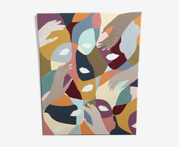 Tableau visages multicolores