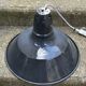 Industrial enameled pendant light, gray blue, vintage.