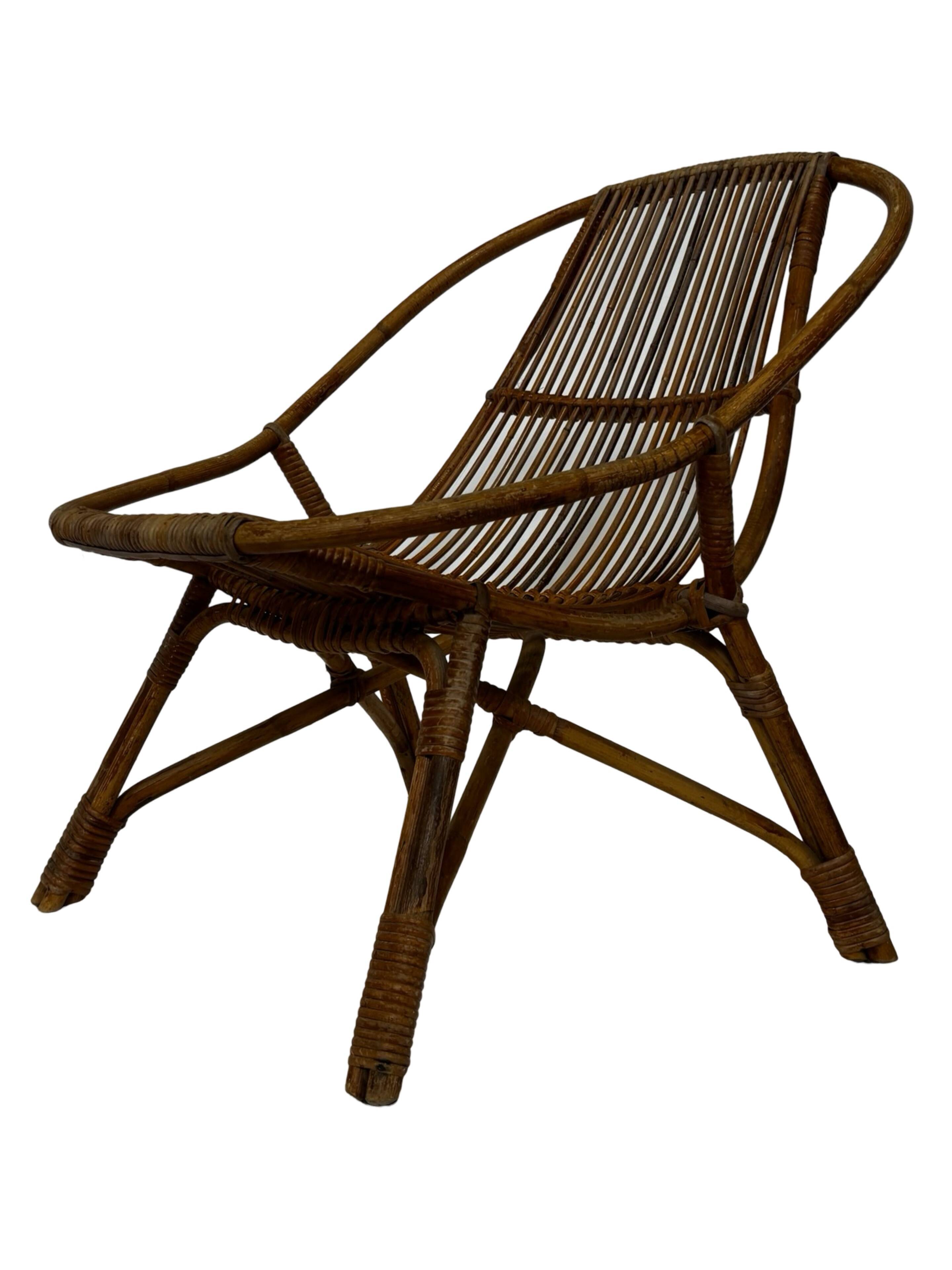 Vintage Rattan Chair Dirk Van Sliedregt Rohe Noordwolde 1960
