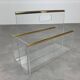 Plexiglass and brass magazine rack from the 70s in Hollywood Regency style.