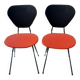 2 ant chairs in black and red skaï feet in black metal
