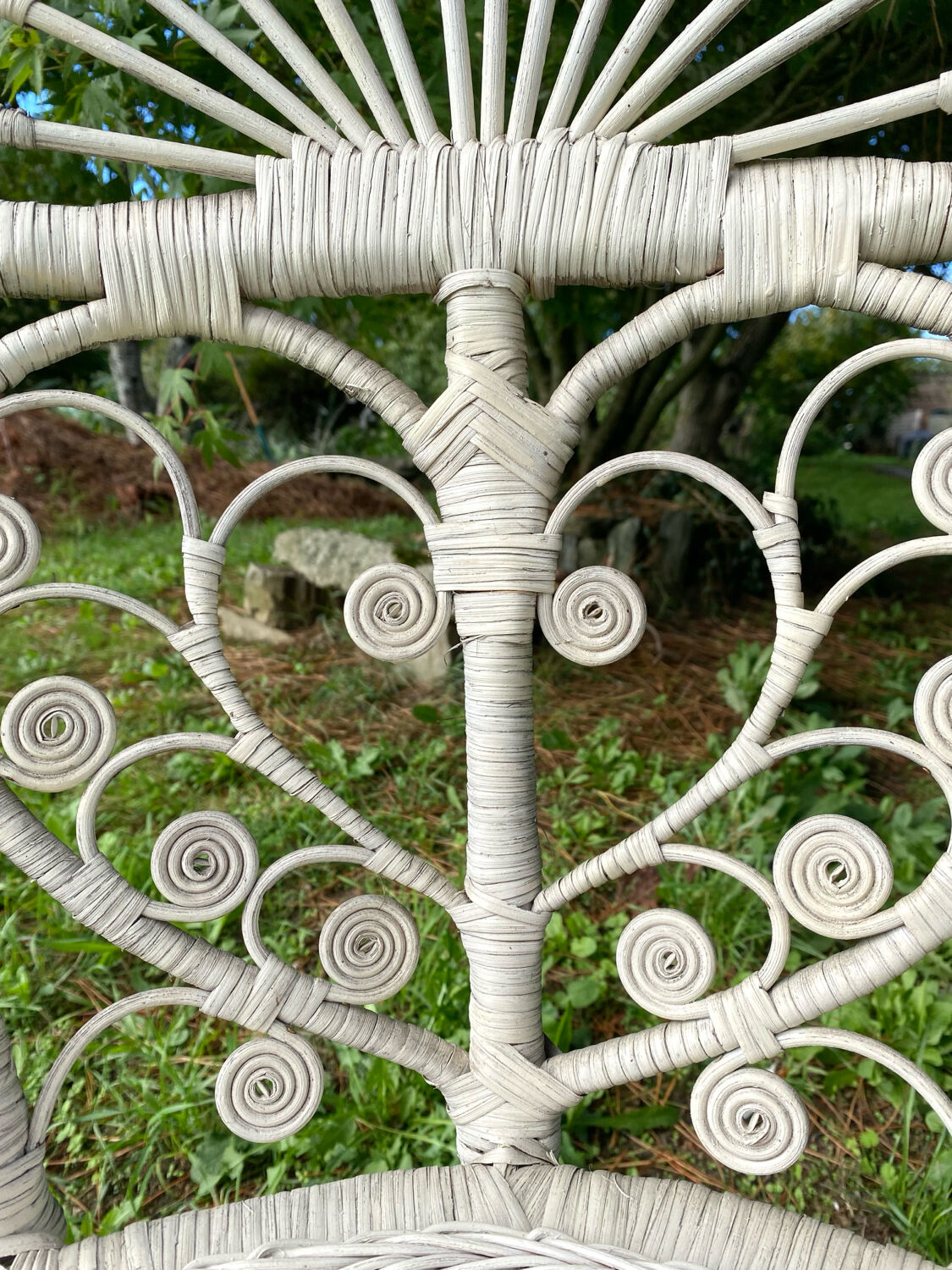 1960s peacock rattan armchair