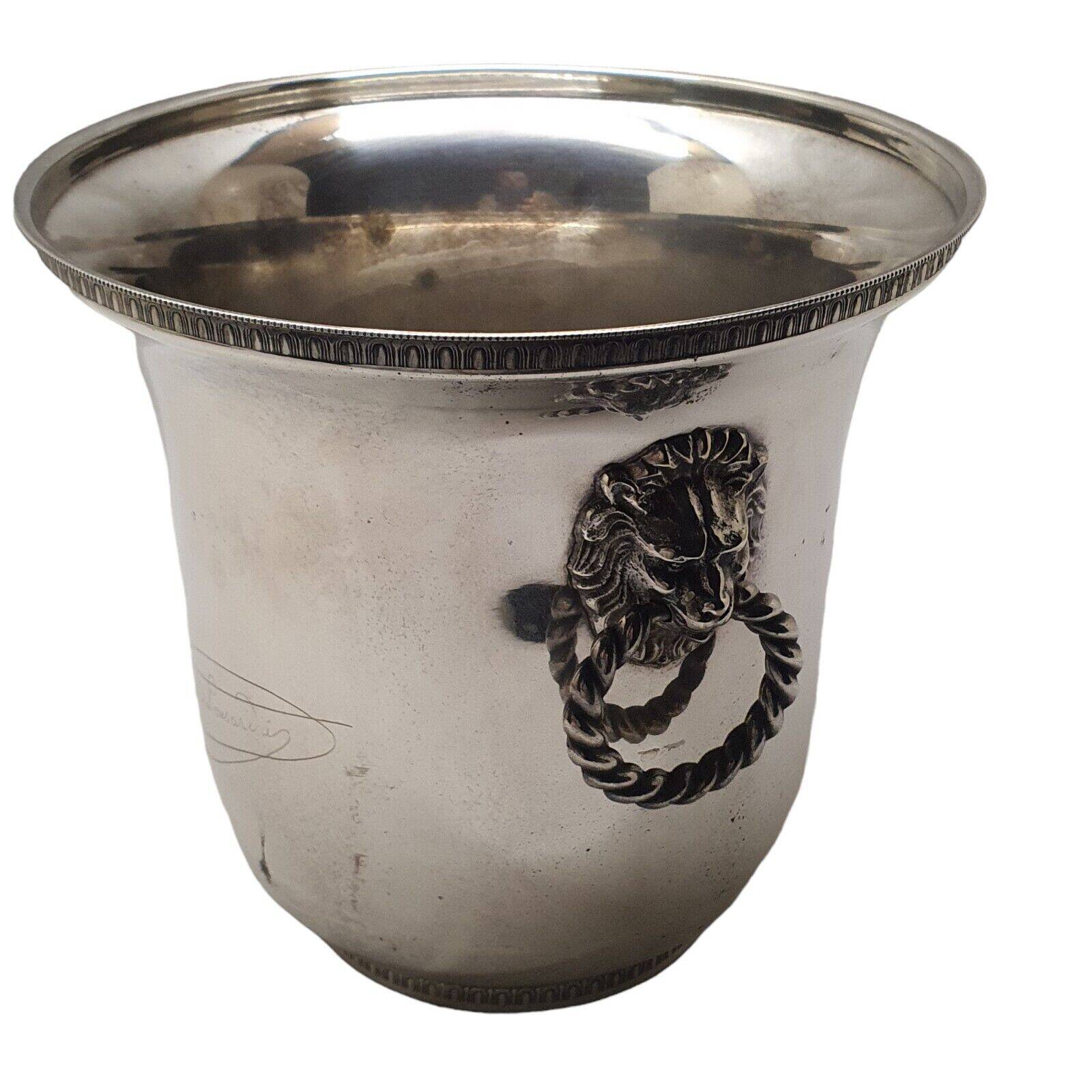 Rare silver metal champagne bucket signed veuve clicquot ponsardin lion head