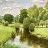 Green landscape signed