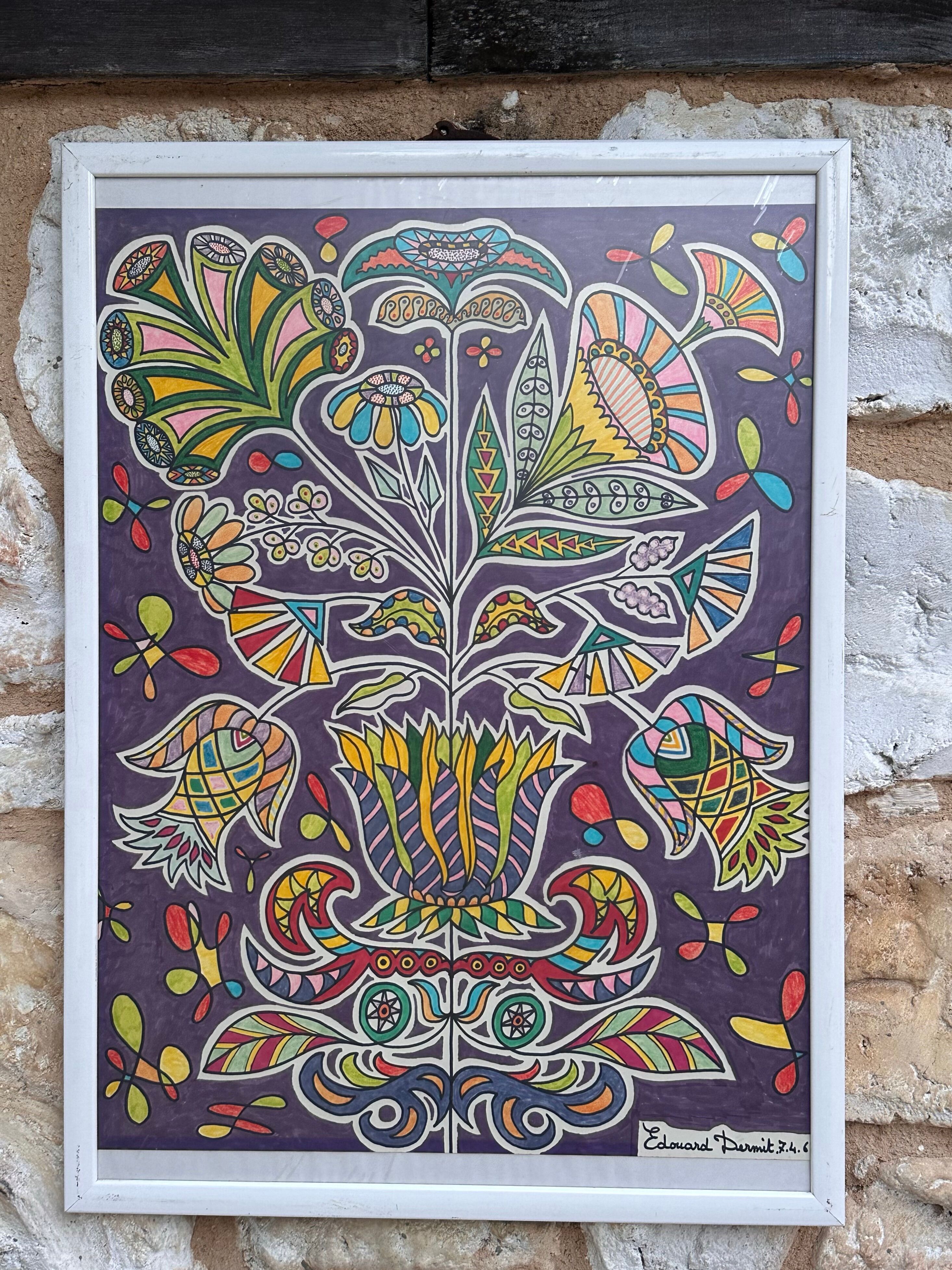 FELT DRAWING BY EDOUARD DERMIT. 07.04.1968