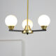 Vintage Italian Metal and Opaline Glass Chandelier