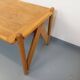 Large vintage brutalist rectangular table made of solid oak wood.